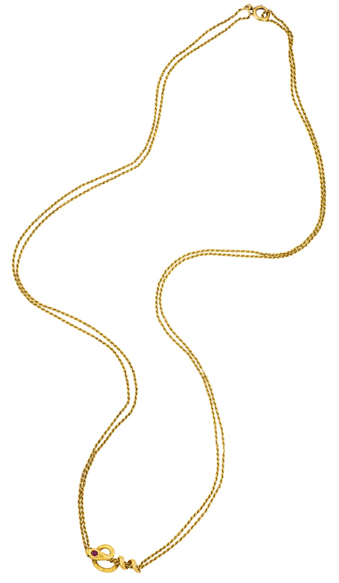 Long sautoir Eslabón trenzado de doble hilera (1M) de oro amarillo adornado con &hellip;