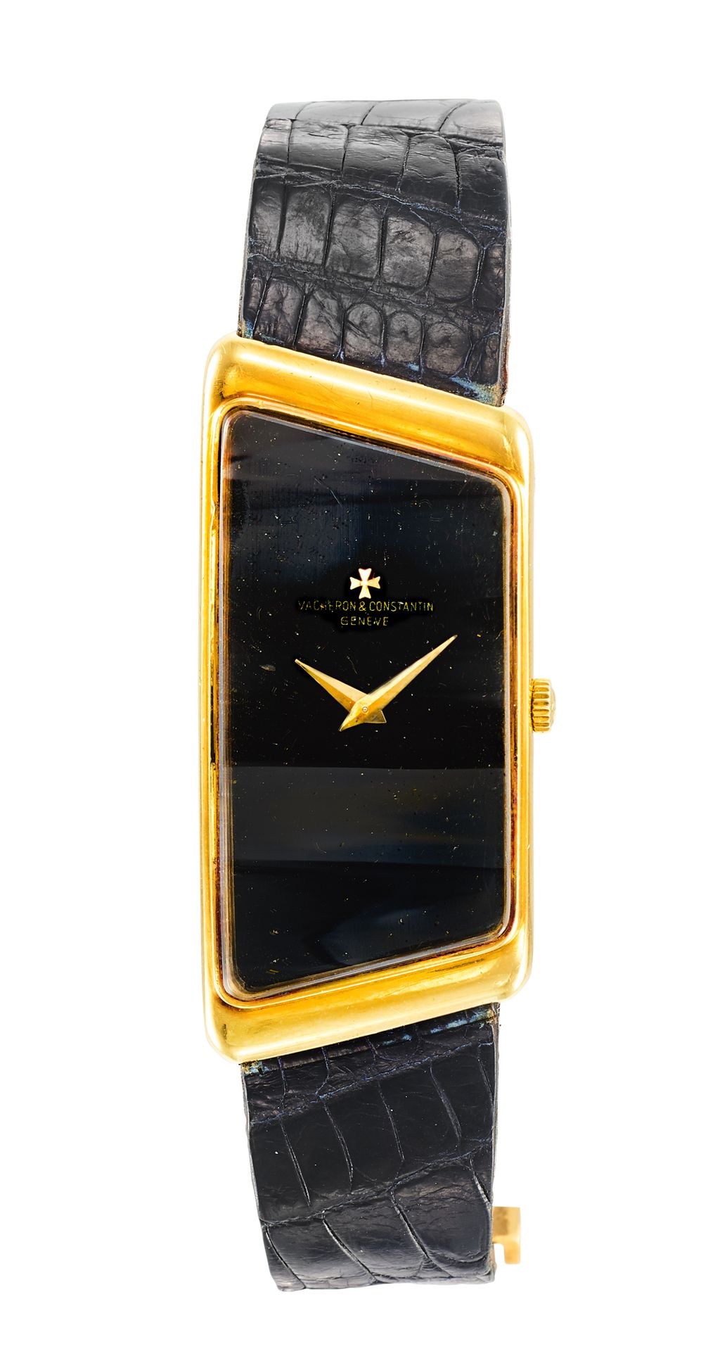 VACHERON CONSTANTIN Prestige de la France "表款
女装腕表，不对称黄金表盘，黑色背景（TU），带签名的上链表扣，江诗丹&hellip;