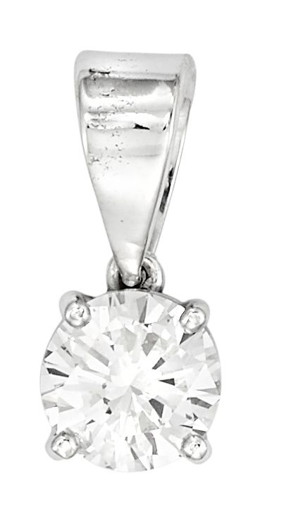 Pendentif en or blanc retenant un diamant taille brillant pesant env. 1,40 carat&hellip;