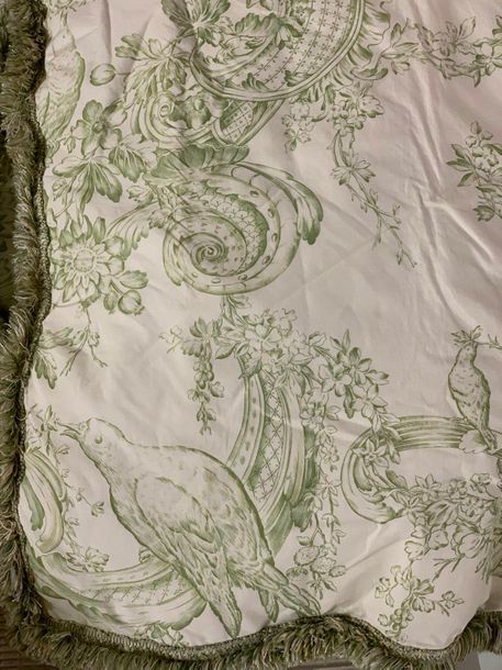 Null Paire de rideaux en coton blanc imprimé d'une toile de Jouy coloris vert d'&hellip;