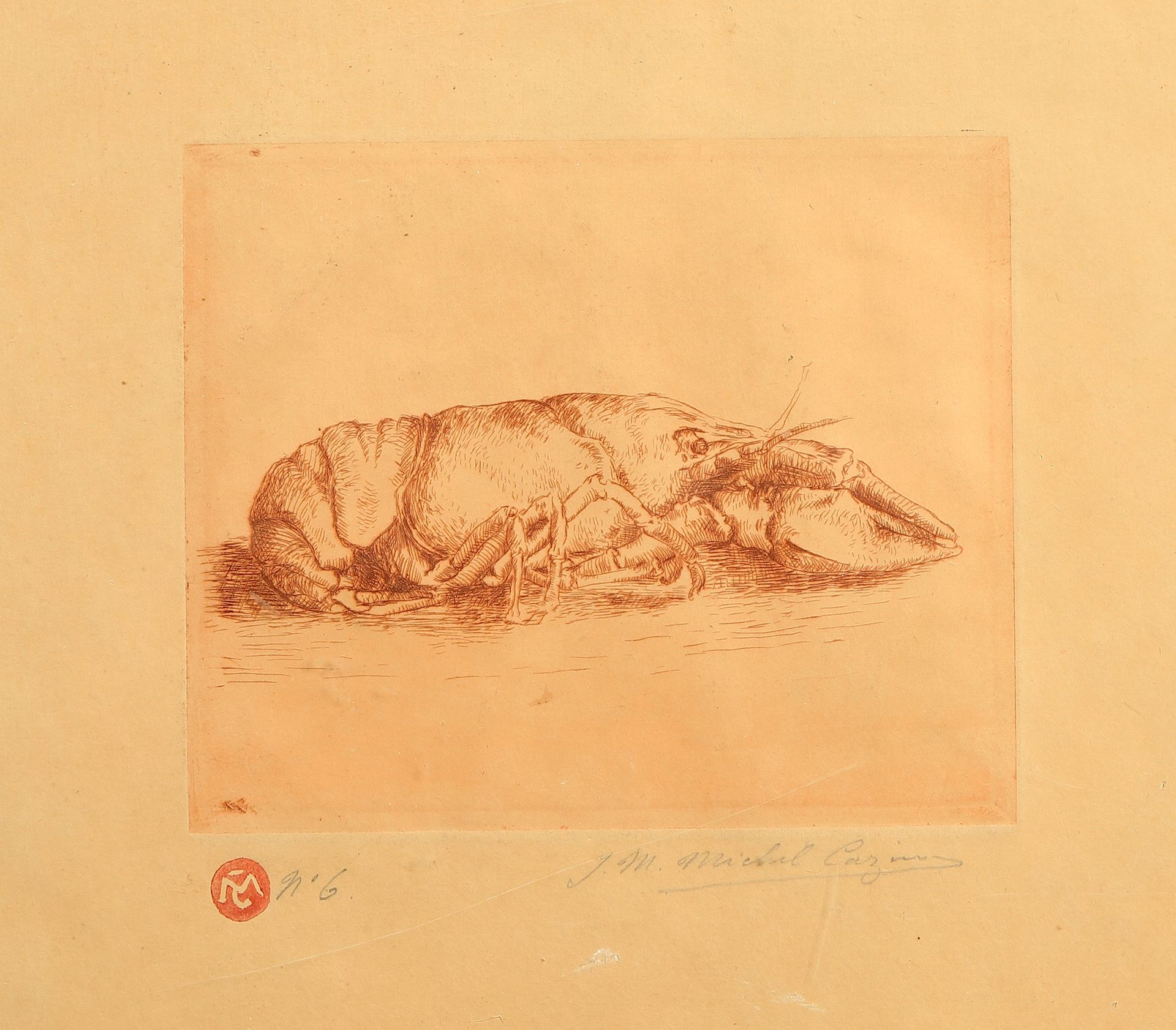 Null Michel CAZIN (1869-1917)

Le homard

Eau forte à l'encre rouge, signée en b&hellip;