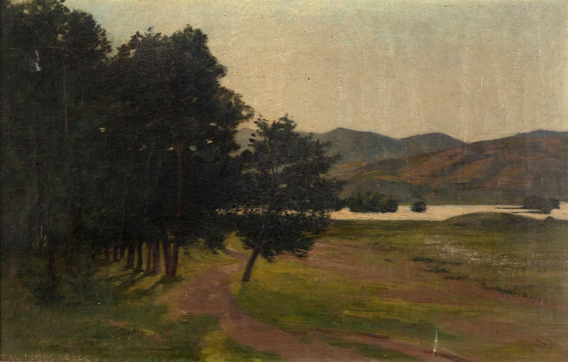 Null 让-德斯布罗塞斯 (1835-1906)

尚邦湖(Puy de Dôme)

布面油画，左下方有签名，背面有标题。

26.6 x 40.1 厘米