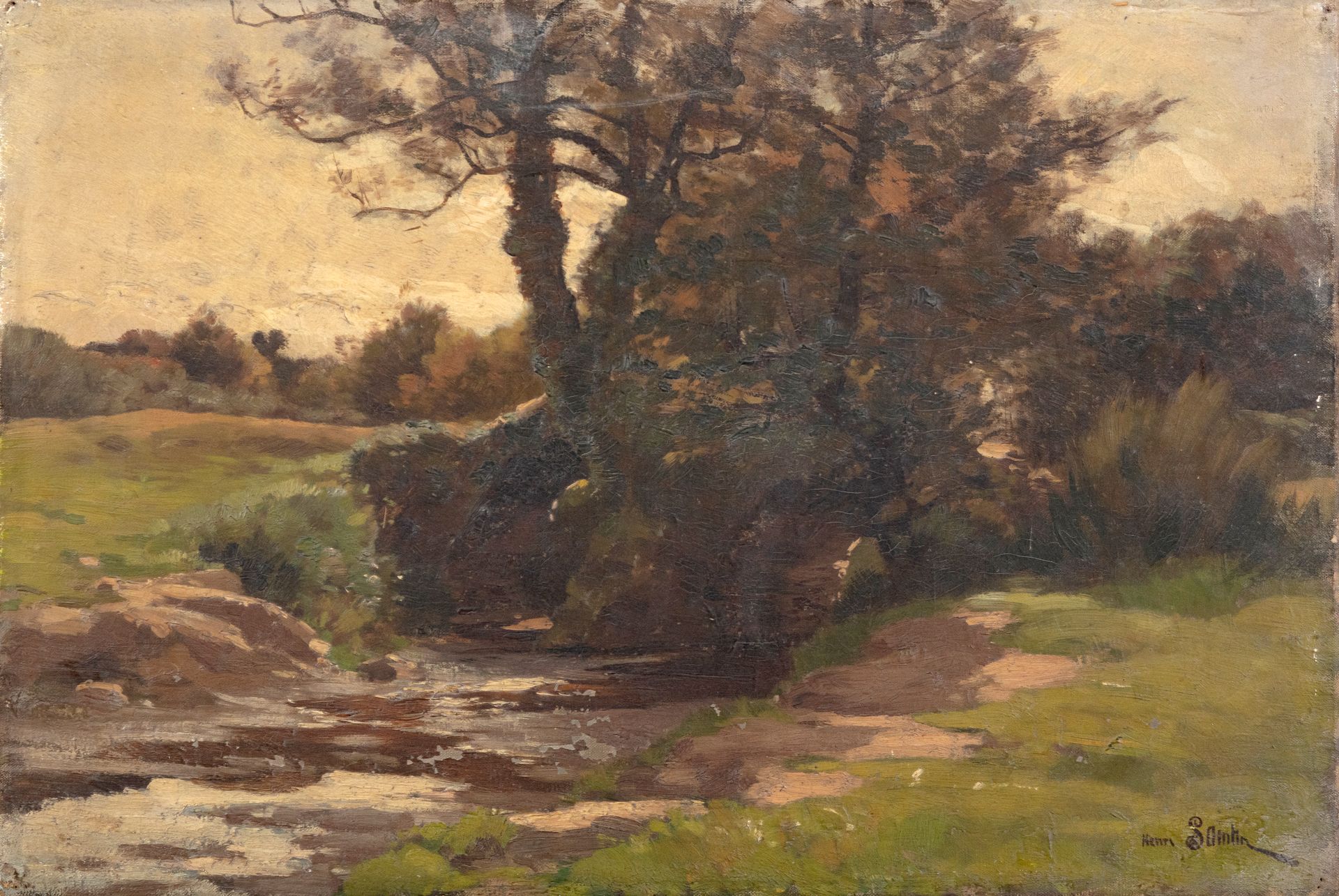 Null Henri SANTIN (1846-1899)

景观与河流

布面油画，右下方有签名。

32 x 46 厘米