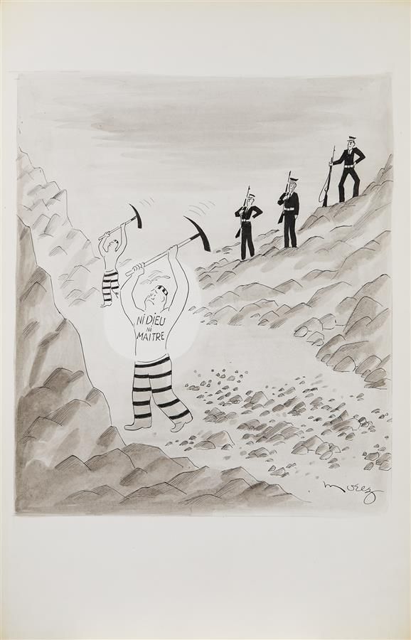 Null Henri MOREZ (1922-2017)
既不是上帝也不是主人
黑墨，水墨，右下角有签名
50 x 32,5 cm