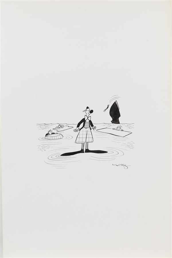Null Henri MOREZ (1922-2017)
小丑
黑墨水和白色水粉画，右下角有签名（折）。
50 x 33 cm