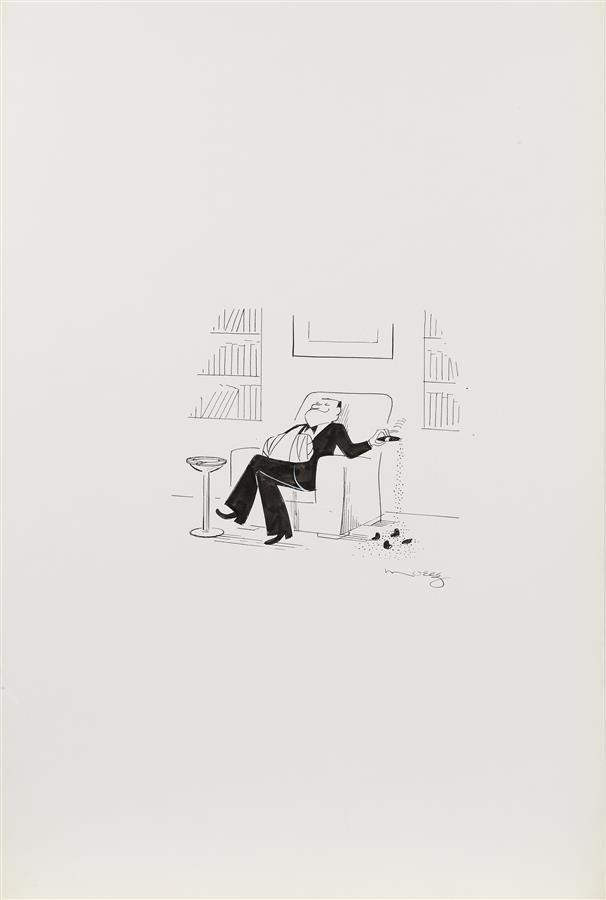 Null Henri MOREZ (1922-2017)
吸烟者
黑墨水和白色水粉画，右下角有签名 
50 x 32,5 cm