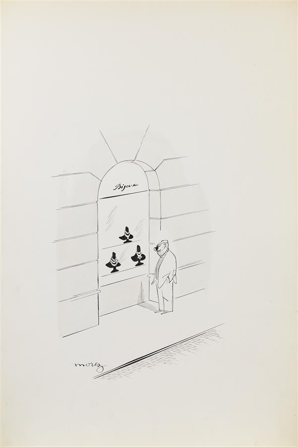 Null Henri MOREZ (1922-2017)
宝石
黑墨水、水墨和白色水粉，左下方有签名
50 x 32,5 cm