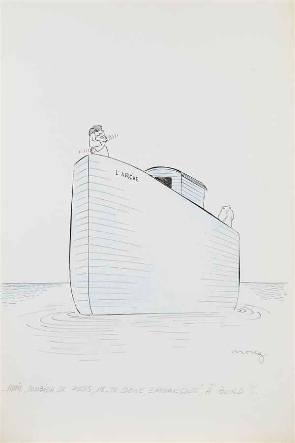 Null 亨利-莫尔兹（Henri MOREZ）（1922-2017年
- 但是，你带了多少跳蚤上船？
黑色墨水，蓝色铅笔，白色水粉和石墨的痕迹，右下角签名
5&hellip;