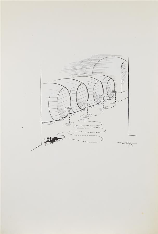 Null 亨利-莫尔兹(1922-2017)
地窖里的老鼠
黑色墨水和蓝色铅笔，右下方有签名
50 x 32.5 cm