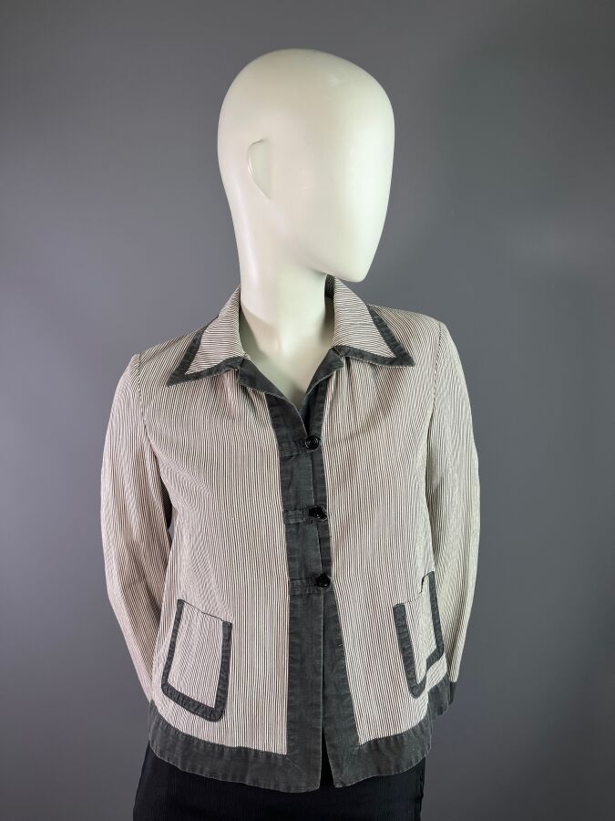 DRIES VAN NOTEN - blouse en coton et lin rayée blanc et … | Drouot.com