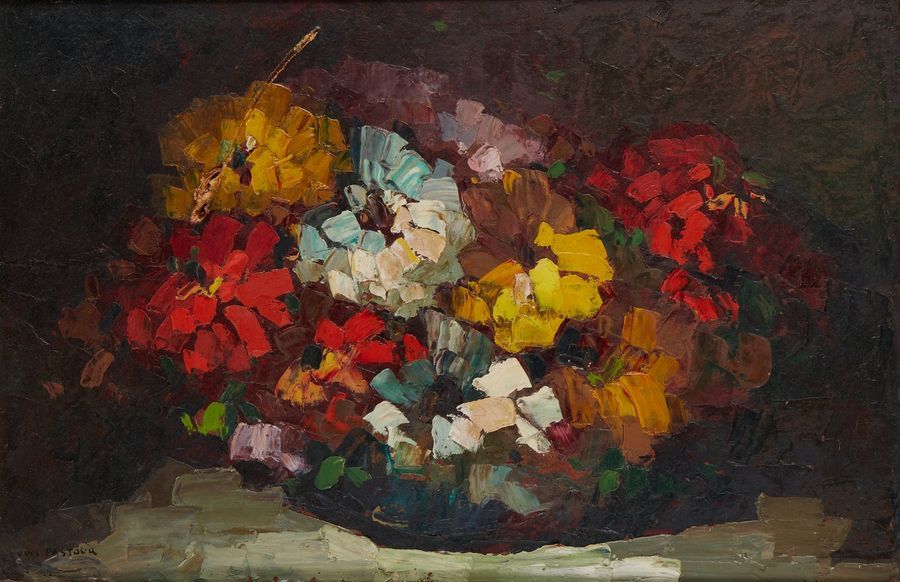 Louis PASTOUR (1876-1948) Bouquet de fleurs "Heures d'ivresse, Cannes, juillet 1&hellip;