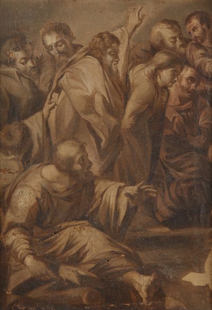 Ecole Italienne du XVIIIe siècle Groupe d'apôtres
Huile sur toile en grisaille (&hellip;