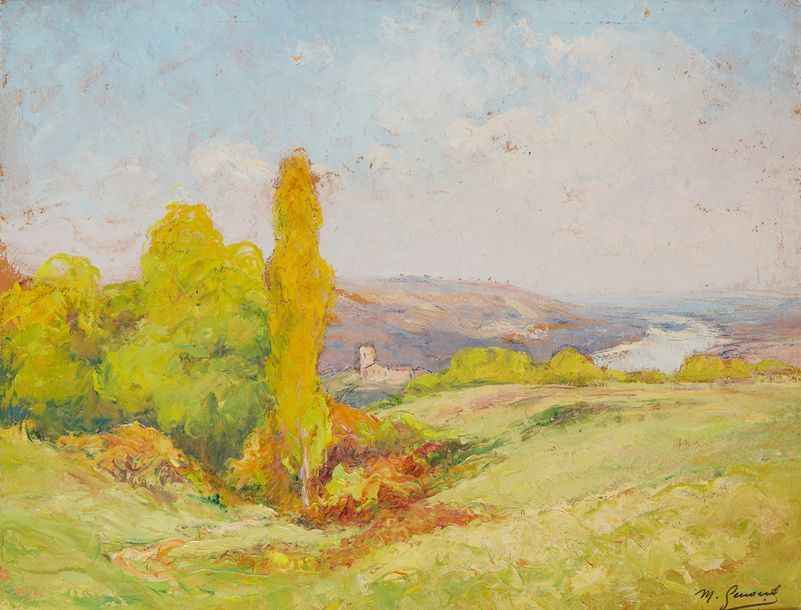 Marin GENOUD (1893-1966) Bords du Rhône à Loir, 1930
Huile sur carton, titrée au&hellip;