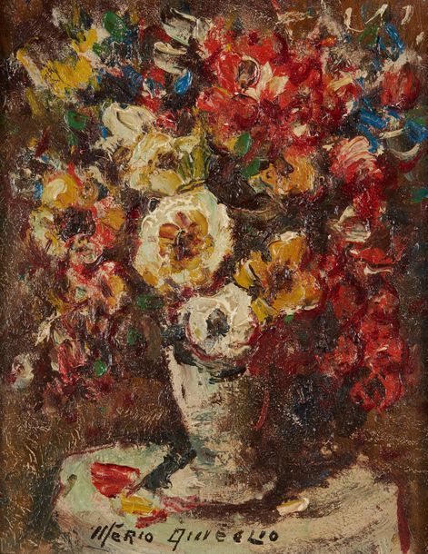 Mério AMEGLIO (1897-1970) Bouquet de fleurs
Huile sur isorel, signée en bas au m&hellip;