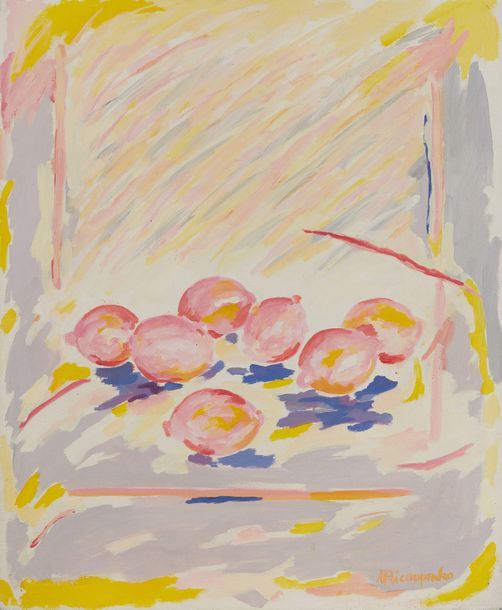 Anna PRICOUPENKO (1958) Nature morte aux fruits
Huile sur toile 60.5 x 50 cm