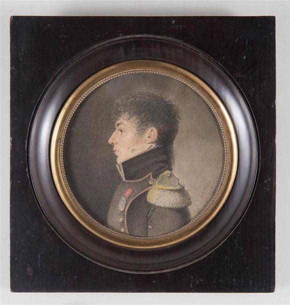 Nicolas Antoine TAUNAY (c.1755-1830) Grande miniature ronde, pastel et fusain fi&hellip;