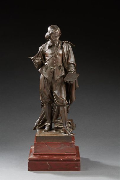 Eugène LAURENT (1832-1898) Portrait en pied de Jacques Callot, graveur Bronze à &hellip;