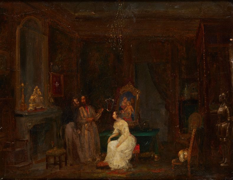 Jean-baptiste madou (1796-1877) Personnages dans un salon romantique ou intérieu&hellip;