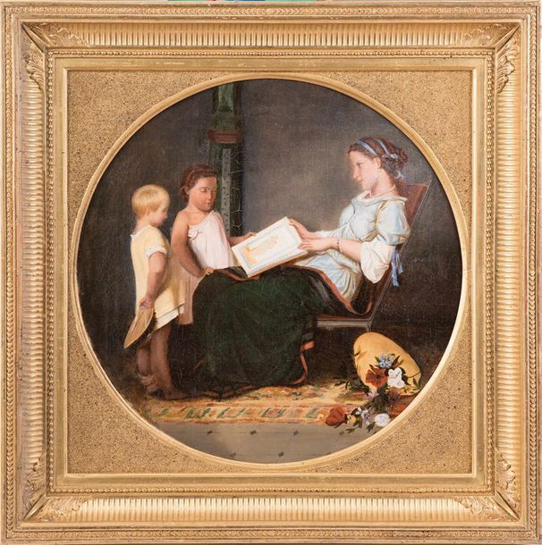 École Française du XIXe siècle Le lecture
Huile sur toile. 38,5 x 38,5 cm Cadre &hellip;