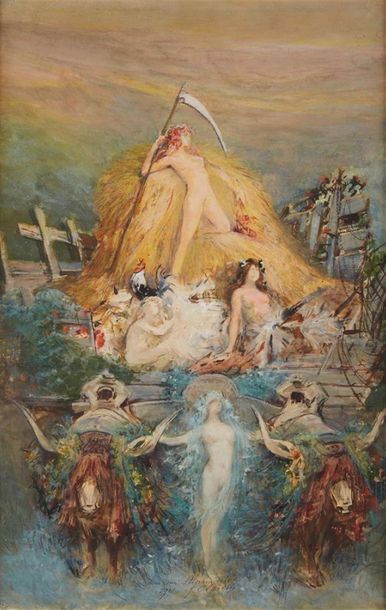 Null Georges CLAIRIN (1843-1919)
Allégorie de la moisson, 1912
Aquarelle gouaché&hellip;