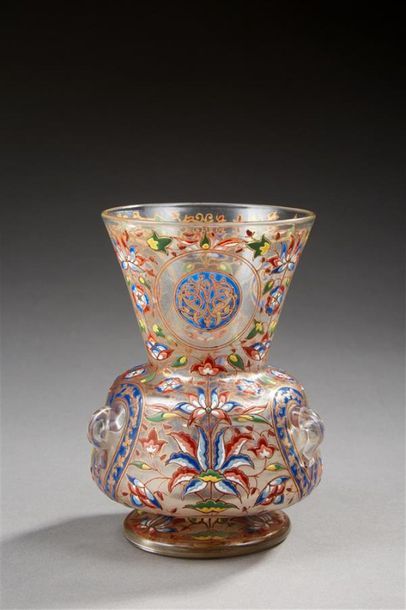 Null Philippe-Joseph BROCARD (1831-1896)
Vase "lampe de mosquée" en verre transp&hellip;