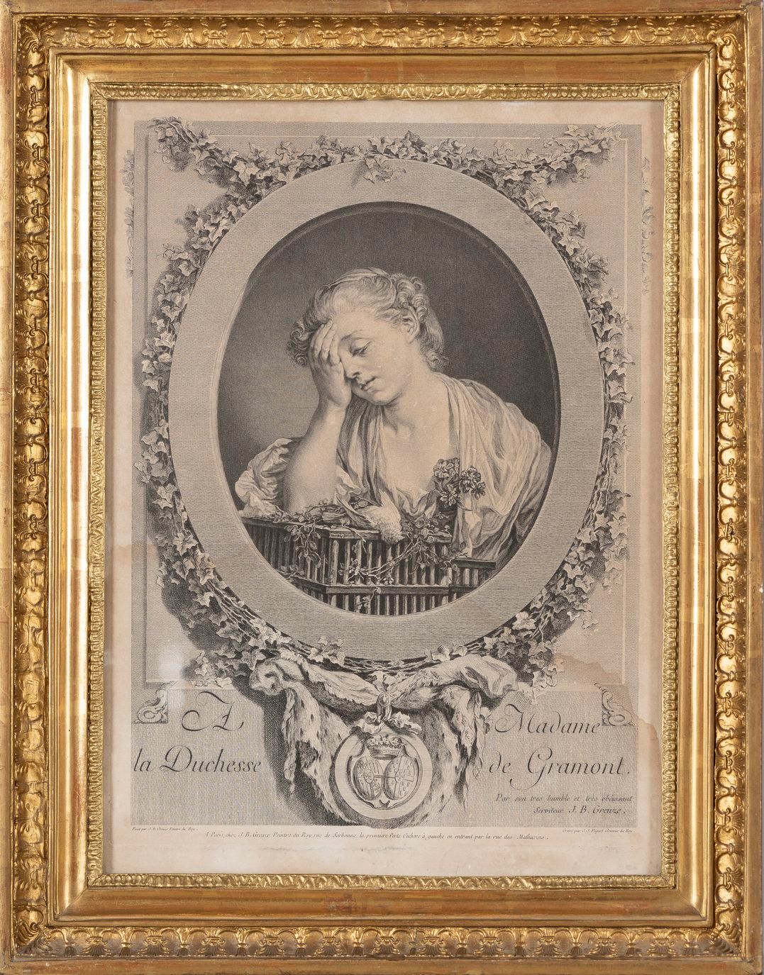 Null 61. Jean-Baptiste GREUZE (1725-1805), después. Niña llorando por su pájaro &hellip;