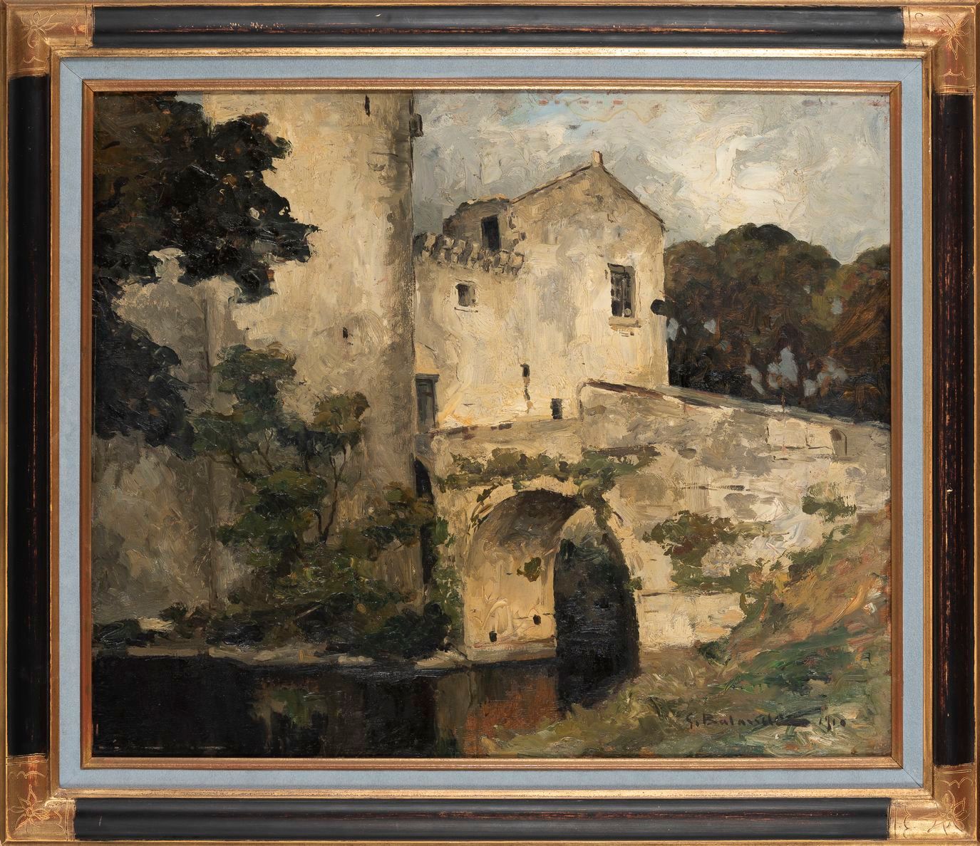 Null 88. Gaston BALANDE (1880-1971). Château de Saint Jean d’Angle. Huile sur pa&hellip;