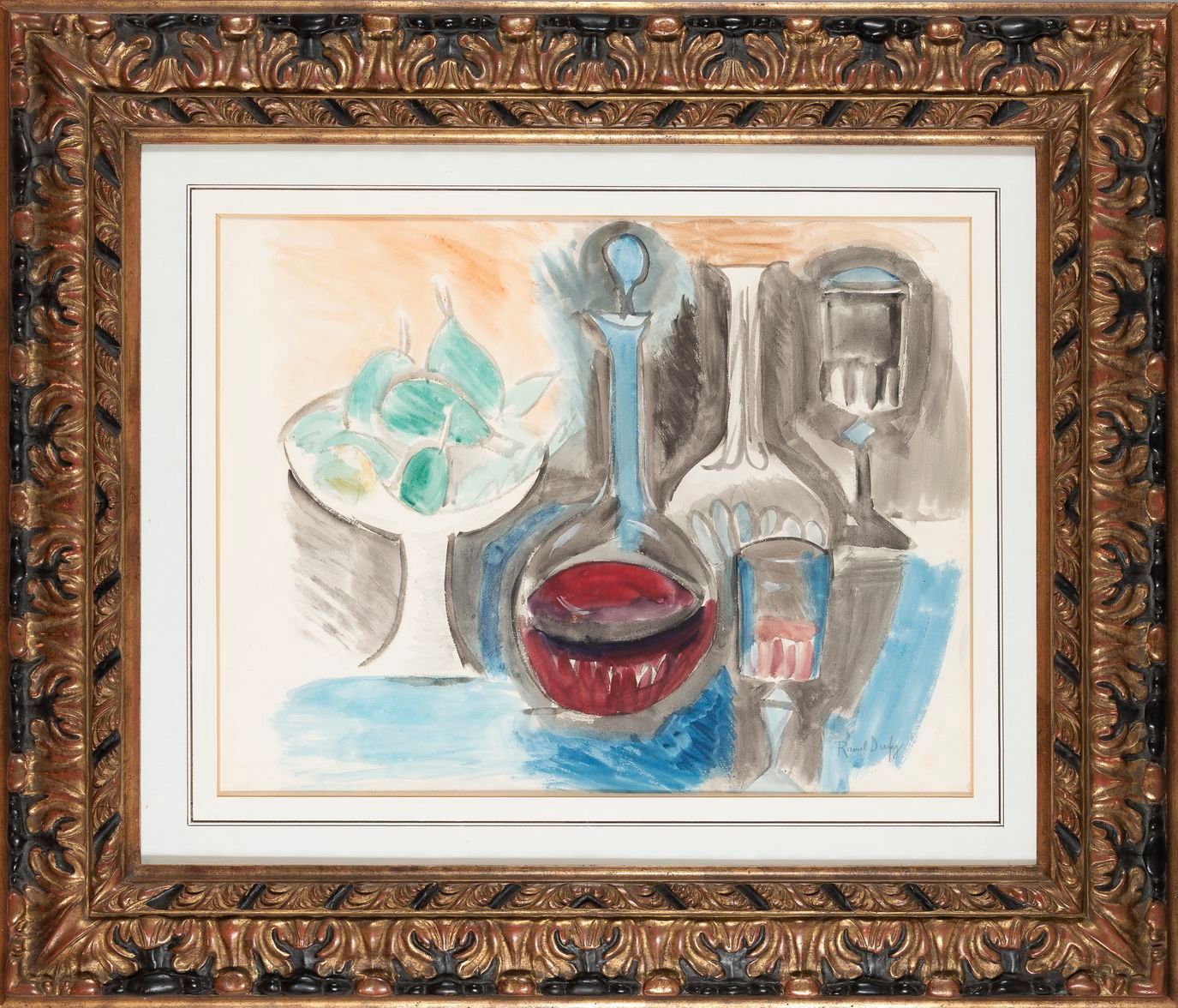Null 87.拉乌尔-杜菲（1877-1953）。静物与两个水杯和梨，1920年。纸上水彩画，右下方有铅笔签名Raoul Dufy。49 x 64厘米。198&hellip;