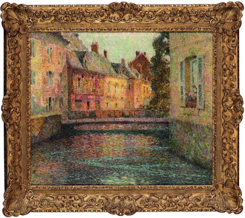 Null 
76. Henri LE SIDANER (1862-1939) The Canal, sun, Gisors (Houses on the riv&hellip;