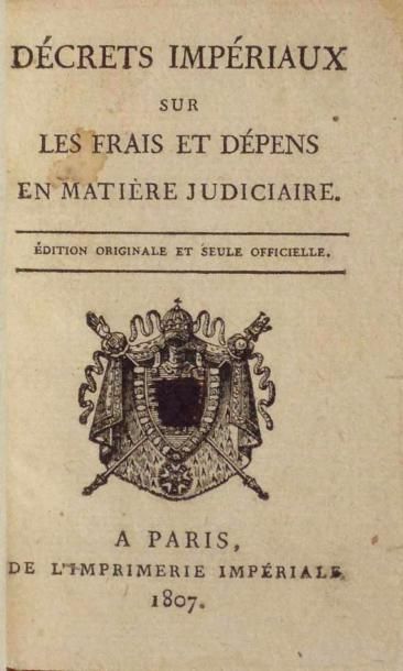 Null 510. Décrets Impériaux sur les Frais et Dépens en Matière judiciaire. Éditi&hellip;