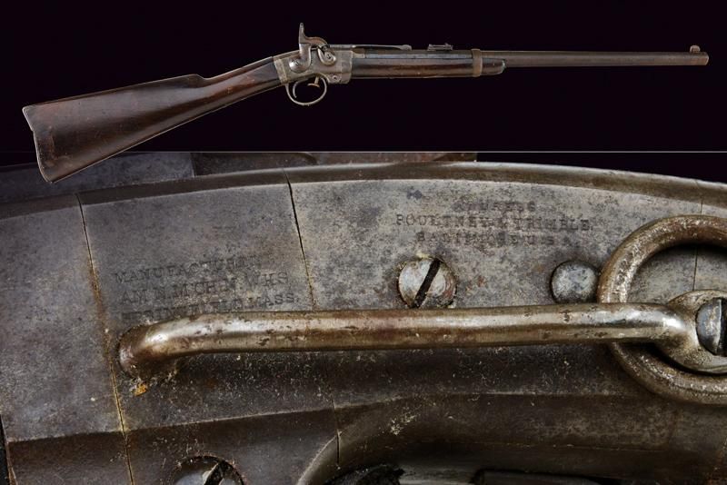 A smith carbine 年代：1861-1865 出处：美国，有膛线的两段式50口径枪管（枪膛干净，有明显的凹槽），八角形，第一部分是后视镜，然后是圆形&hellip;