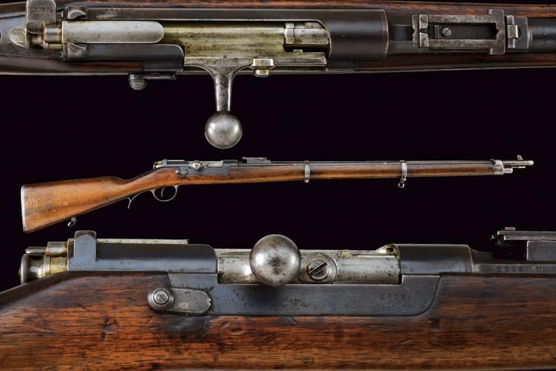 An 1886 model Kropatschek rifle dating: 1886 provenance: Portugal, Round, rifled&hellip;