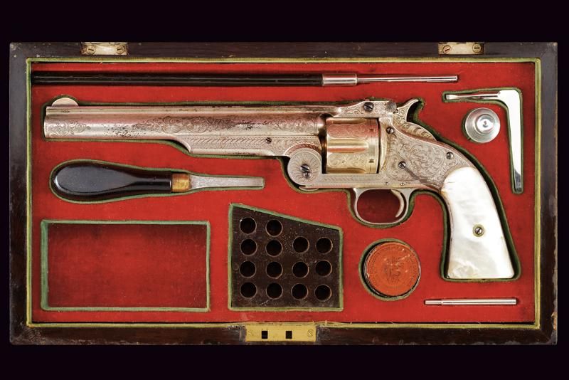 A S&W Model No. 3 First Model Single Action 日期：约1870年 出处：美国，圆形，有膛线，高肋，前视，0.44口径枪&hellip;