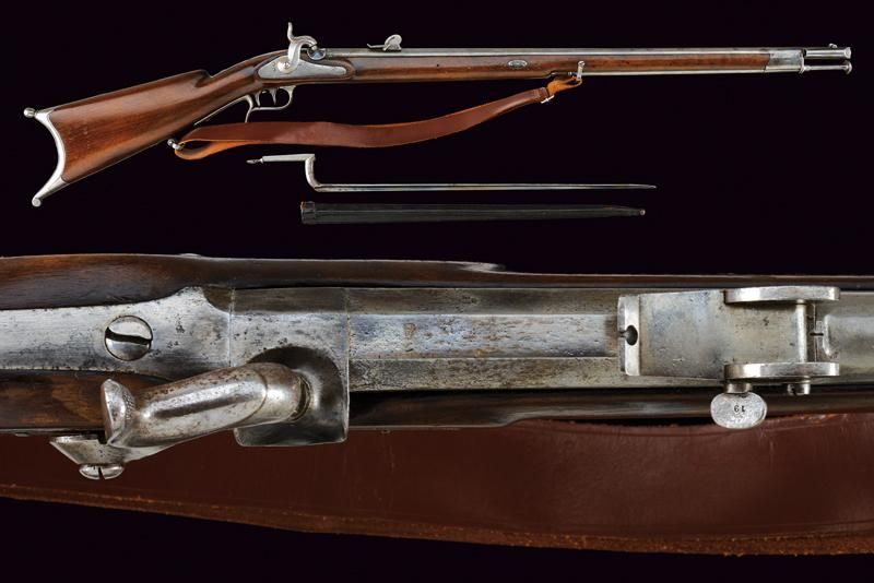 An 1851 model federal percussion carbine with bayonet 年代：19世纪中叶 出处：瑞士，圆形，有膛线，喷嘴处&hellip;