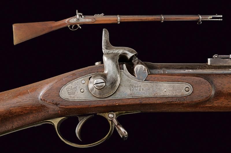 A Tower percussion rifle 年代：1860年出处：英国，圆形，有膛线，15毫米口径枪管，底部有短肋，有各种标记，可调节的后视镜和前视镜；前&hellip;