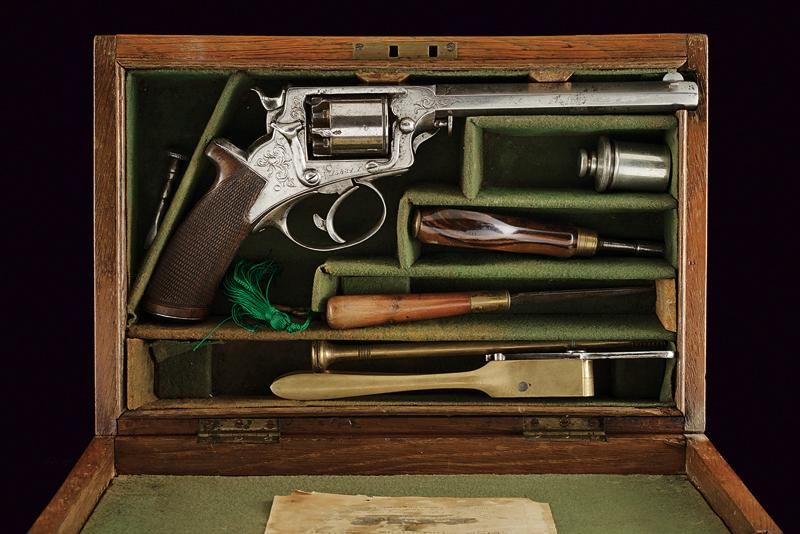 A cased Tranter percussion revolver by John Blanch & Son 年代：约1855年出处：伦敦，八角形，有膛线，&hellip;