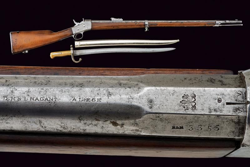 A Remington Rolling Block rifle with bayonet, Nagant production dating: Third qu&hellip;