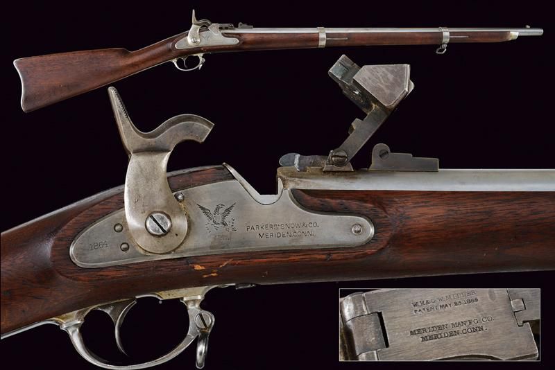 A 1861 model Miller 58 Caliber Conversion breech loading rifle 年代：1864年 出处：美国，圆形&hellip;