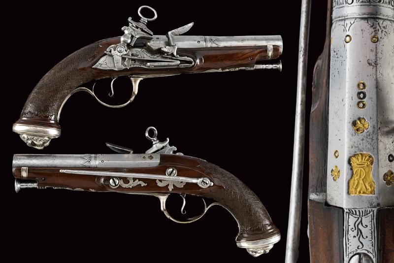 A rare pair of flintlock miquelet pistols by P. Feo dating: late 18th Century pr&hellip;