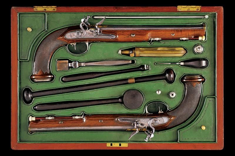 A pair of cased Consulate flintlock Pistols by Boutet 日期：18世纪末 出处：凡尔赛凡尔赛宫，八角形，微孔&hellip;
