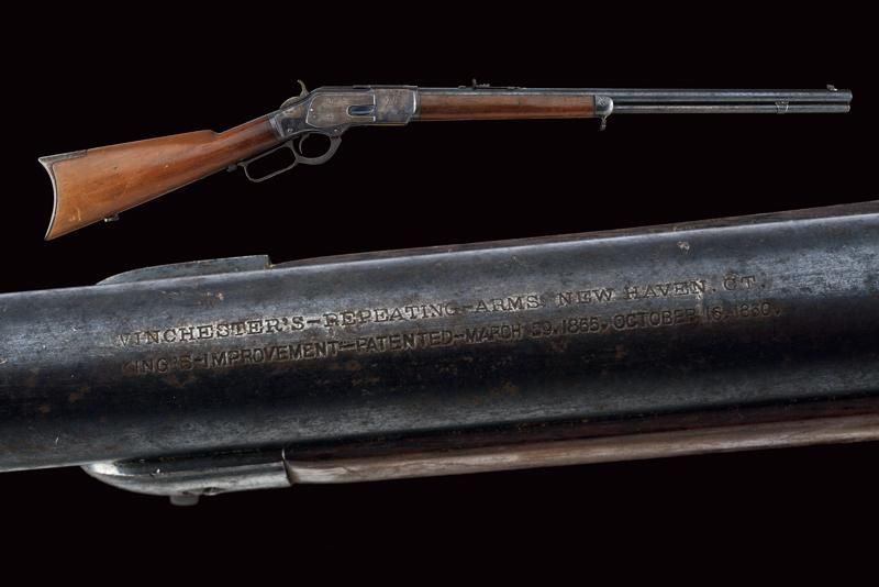 A Winchester Model 1873 Rifle 日期：约1880年 出处：美国美国，八角形，有膛线（干净的枪膛，膛线仍然可见）的枪管，提供前视镜和可&hellip;