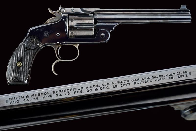 S&W New Model No. 3 Single Action Revolver 日期：约1880年 出处：美国美国，圆形，有膛线，落地，44S&W俄罗斯口&hellip;