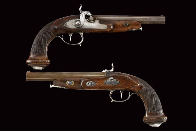 A pair of officer's percussion pistols datation : Deuxième quart du 19ème siècle&hellip;