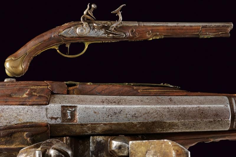 A snaphaunce flintlock pistol 日期：18世纪下半叶18世纪下半叶出处。托斯卡纳，光滑，两段式，9毫米口径（对这样的手枪来说是一种罕&hellip;