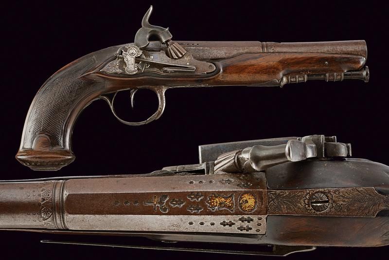 An officer's miquelet percussion pistol 日期：19世纪中期19世纪中期出处。那不勒斯，滑膛枪，两段式，17毫米口径的枪管&hellip;