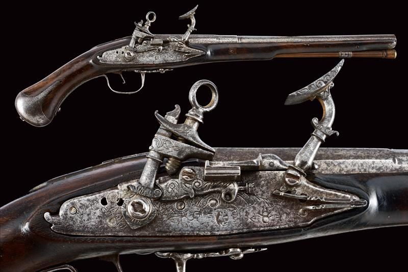 An archaic snaphance pistol 日期：17世纪第二季度 出处：意大利北部，滑膛枪，三级枪管：八角形，刻面和圆形，第二腰部有环。意大利北部&hellip;