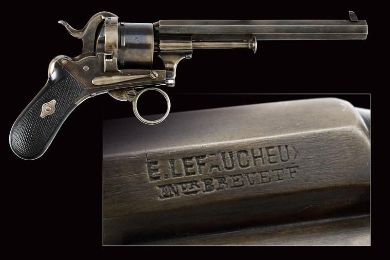 Null 弗朗科特制作的Lefaucheux针式射击左轮手枪
日期：约1870年 出处：比利时比利时，八角形，有膛线，7毫米口径枪管，底座一侧标有'E.LEFA&hellip;