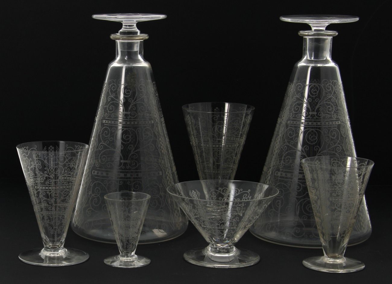 Null BACCARAT - Modèle LIDO, années 30 - Service de verres en cristal de 51 pièc&hellip;