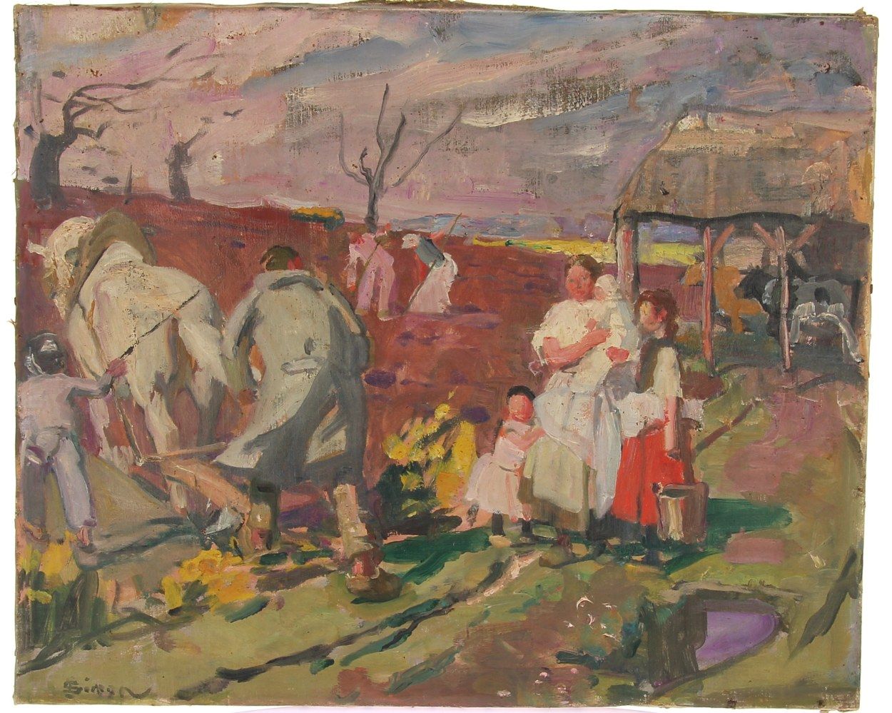 Null Lucien SIMON (1861-1945) "La permission, le soldat aux champs", huile sur t&hellip;