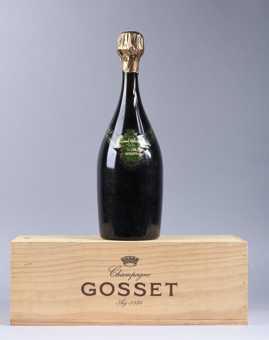 Null Magnum Champagne Gosset brut, Grand Millésime 1989. Dans son coffret bois.